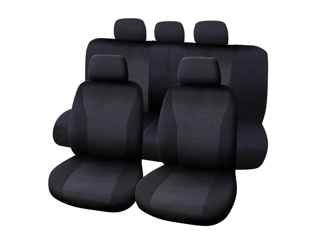 Carpoint Jeu de couvre-sièges Vienna 9 pièces noir/gris