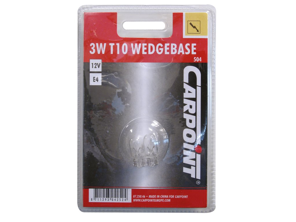 Carpoint Lampe W3W Wedge T10 Blister 2 Pièces