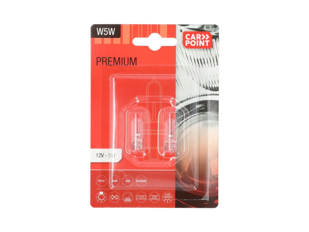 Carpoint Premium Lampes de Voiture 12V W5W 2 Pièces