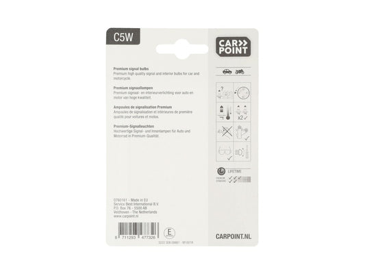 Carpoint Premium Lampes de Voiture 12V C5W 2 Pièces