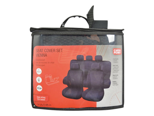 Carpoint Jeu de couvre-sièges Vienna 9 pièces noir/gris
