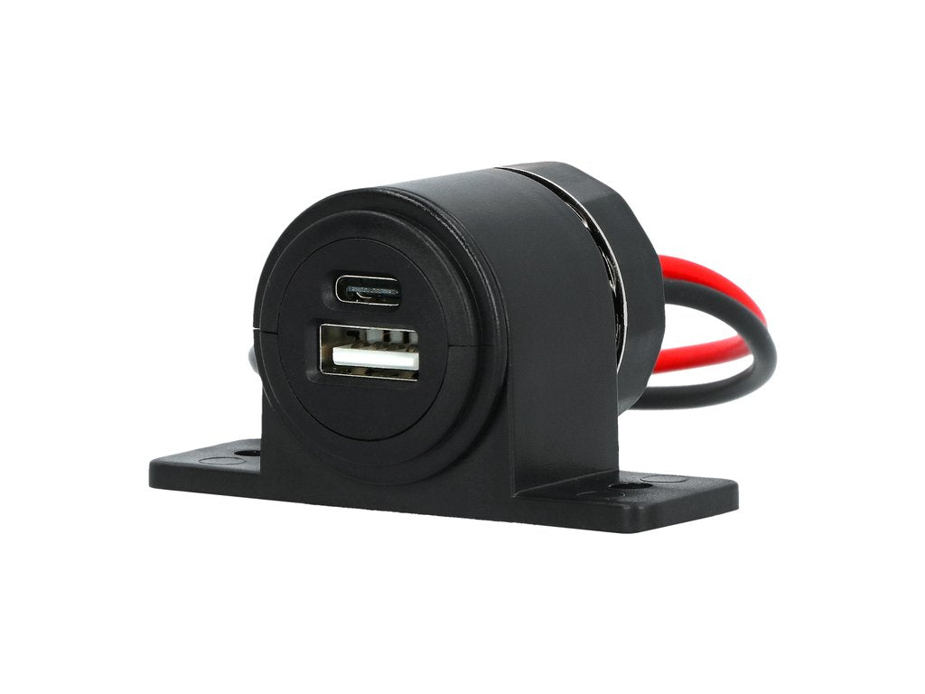 Prise pour montage en saillie Carpoint USB-A + USB-C 12/24V