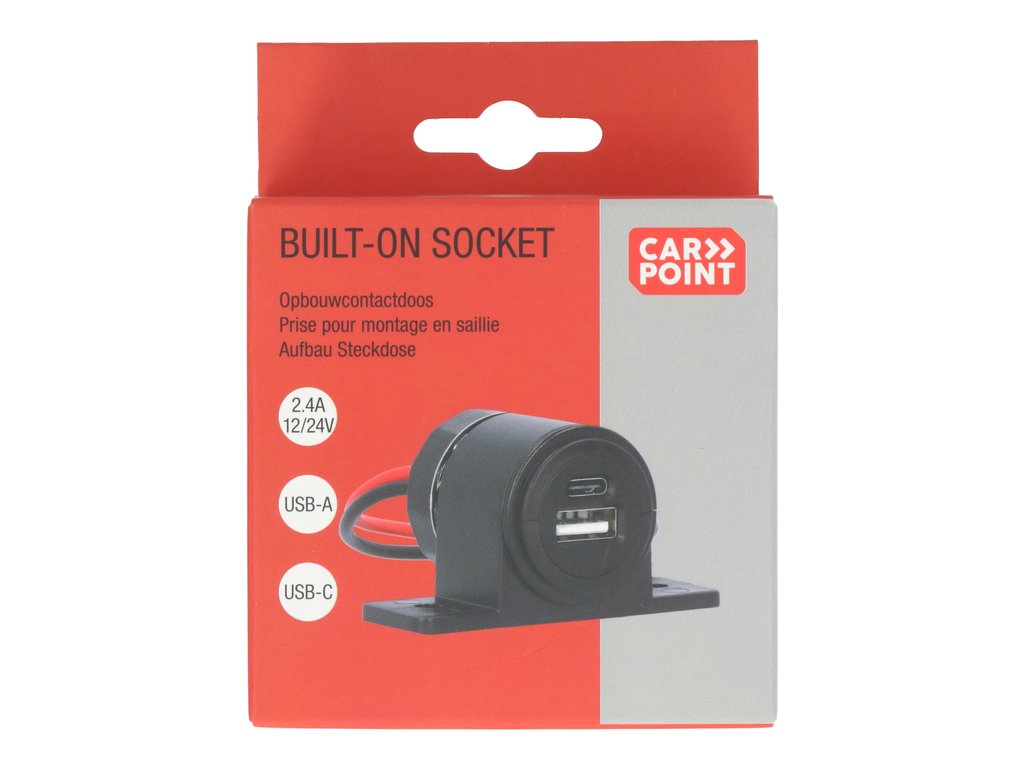 Prise pour montage en saillie Carpoint USB-A + USB-C 12/24V