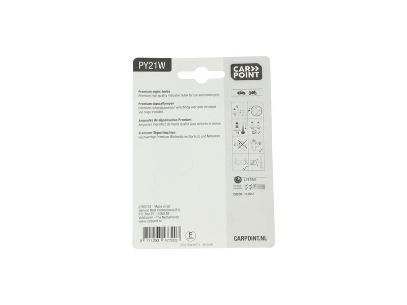 Carpoint Premium Lampes de Voiture 12V PY21W 2 Pièces