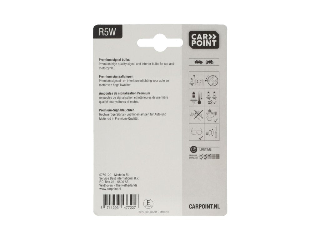 Carpoint Premium Lampes de Voiture 12V R5W 2 Pièces