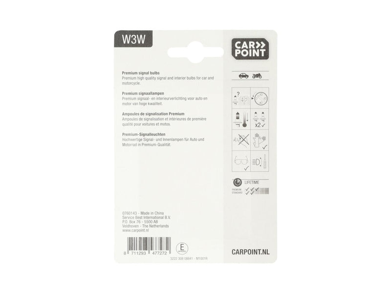 Carpoint Premium Lampes de Voiture 12V W3W 2 Pièces