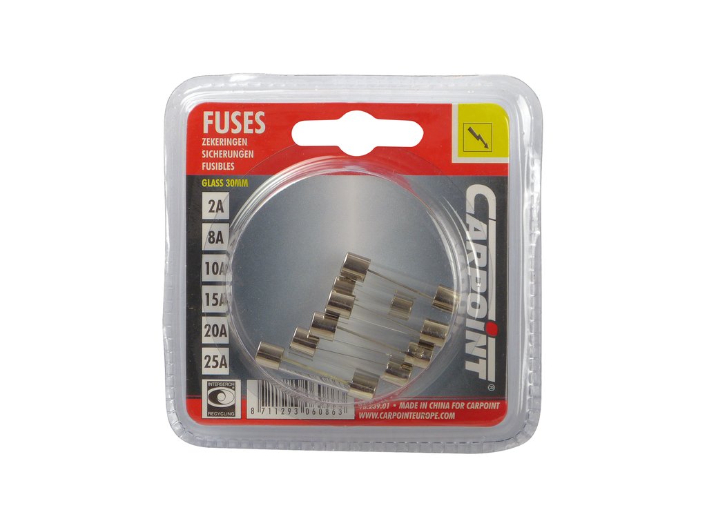 Carpoint Fusibles en verre assortis 8-30A 6 pièces