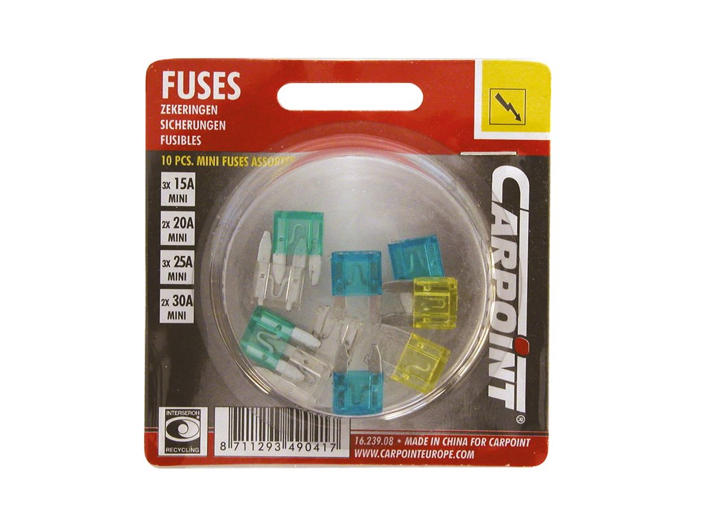 Carpoint Mini fusibles assortis 15-30A 10 pièces