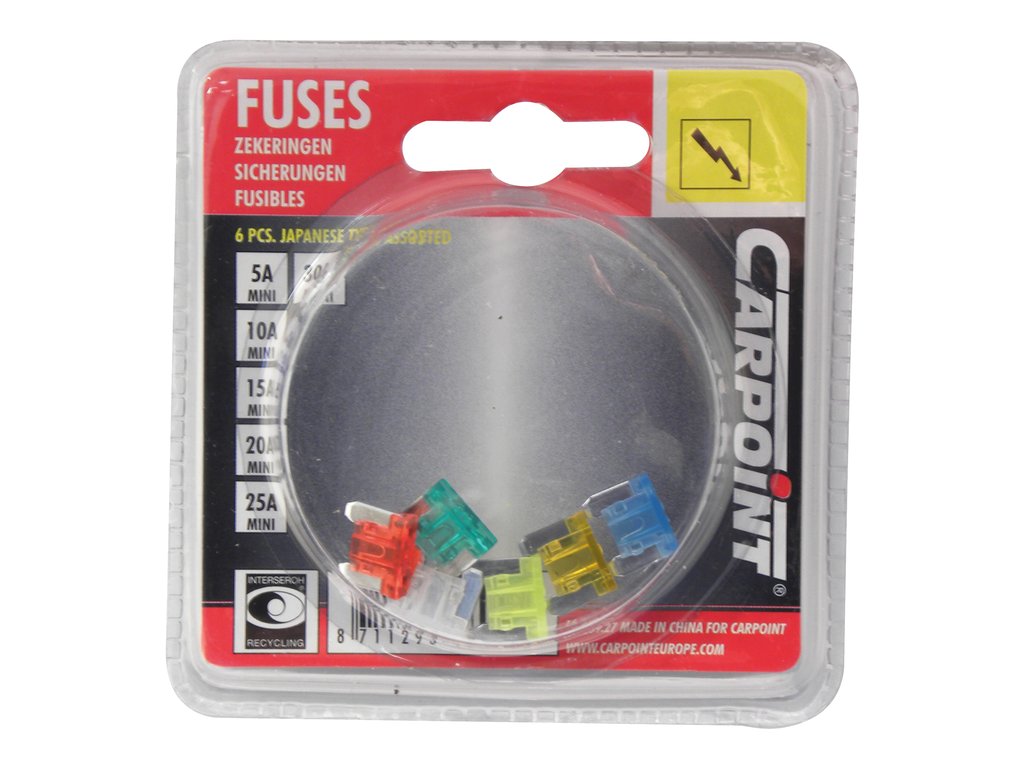 Carpoint Low profile Mini fusibles assortis 75-20A 6 pièces