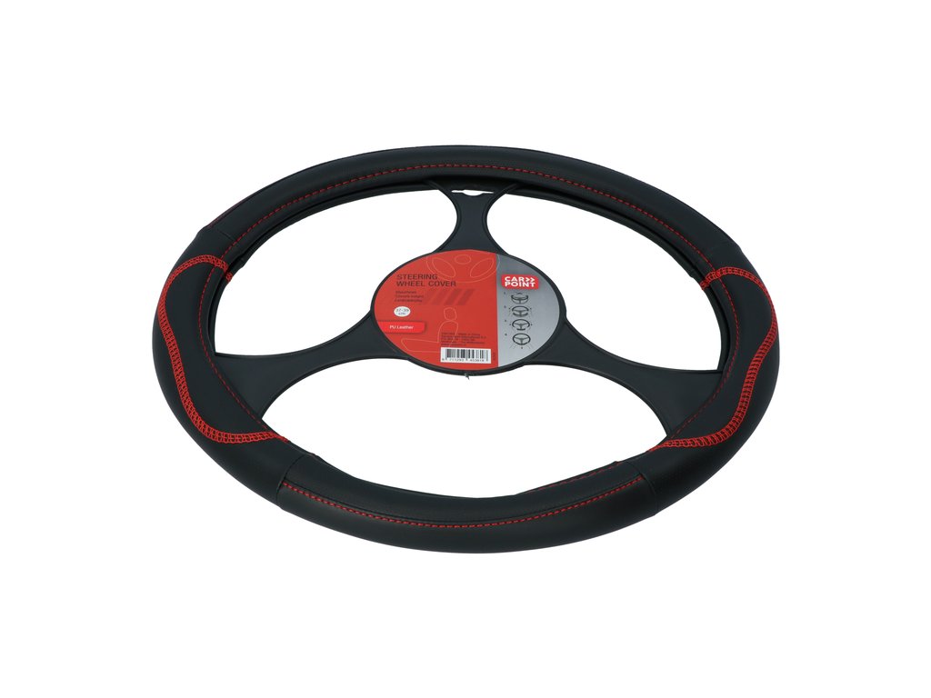Couvre-volant Carpoint-PU noir/rouge 37-39cm