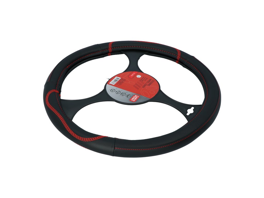 Couvre-volant Carpoint-PU noir/rouge 37-39cm